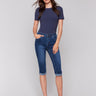 Denim pedal pusher pants with a comfortable mid-rise waist by Charlie B.