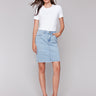 Slim fit denim skort with built-in shorts by Charlie B.