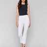 White capri pants with a slim leg and stretch fabric by Charlie B.