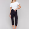 Navy capri pants with a slim leg and stylish design by Charlie B.