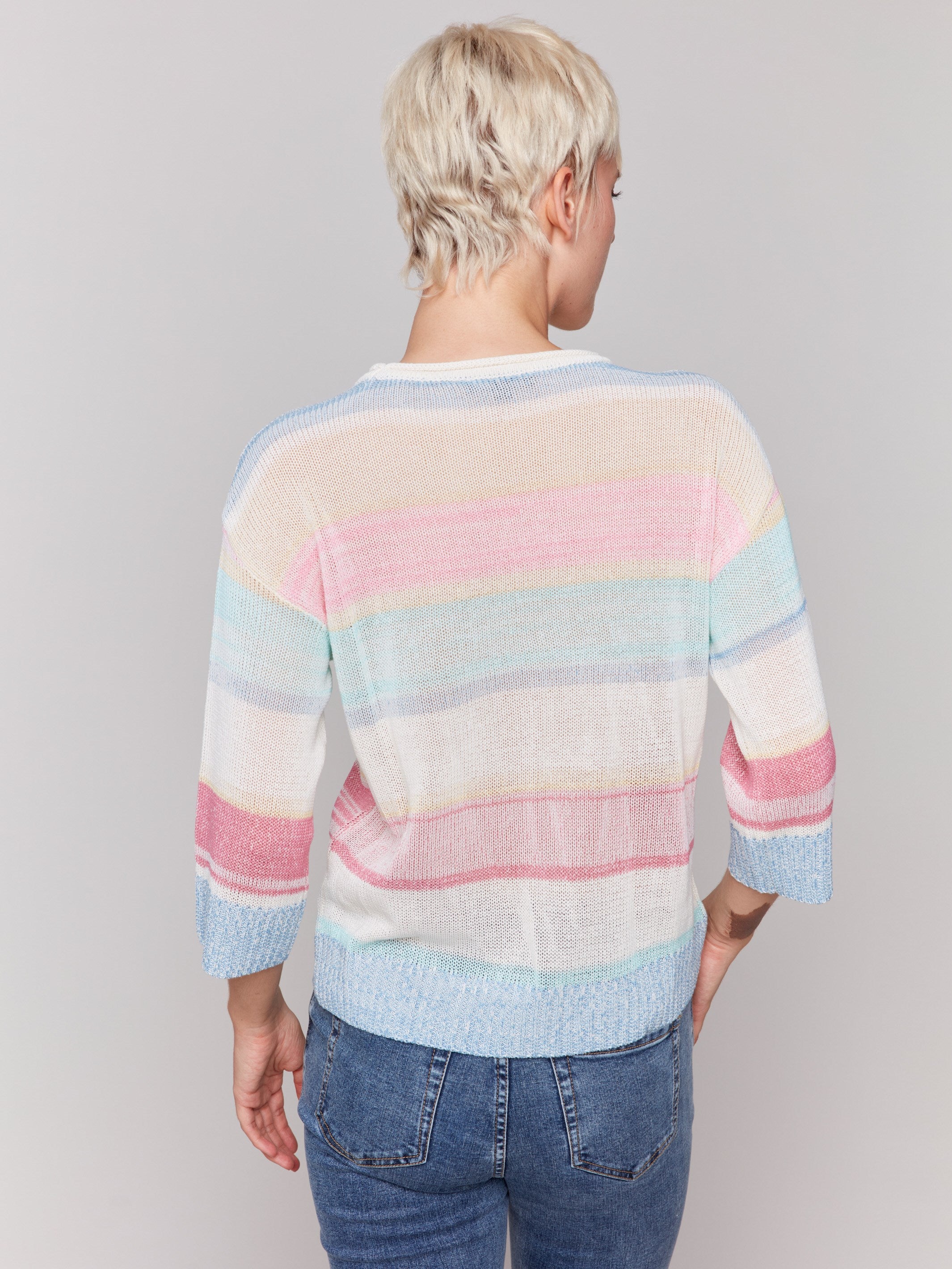 Stylish pastel striped knitwear by Charlie B.