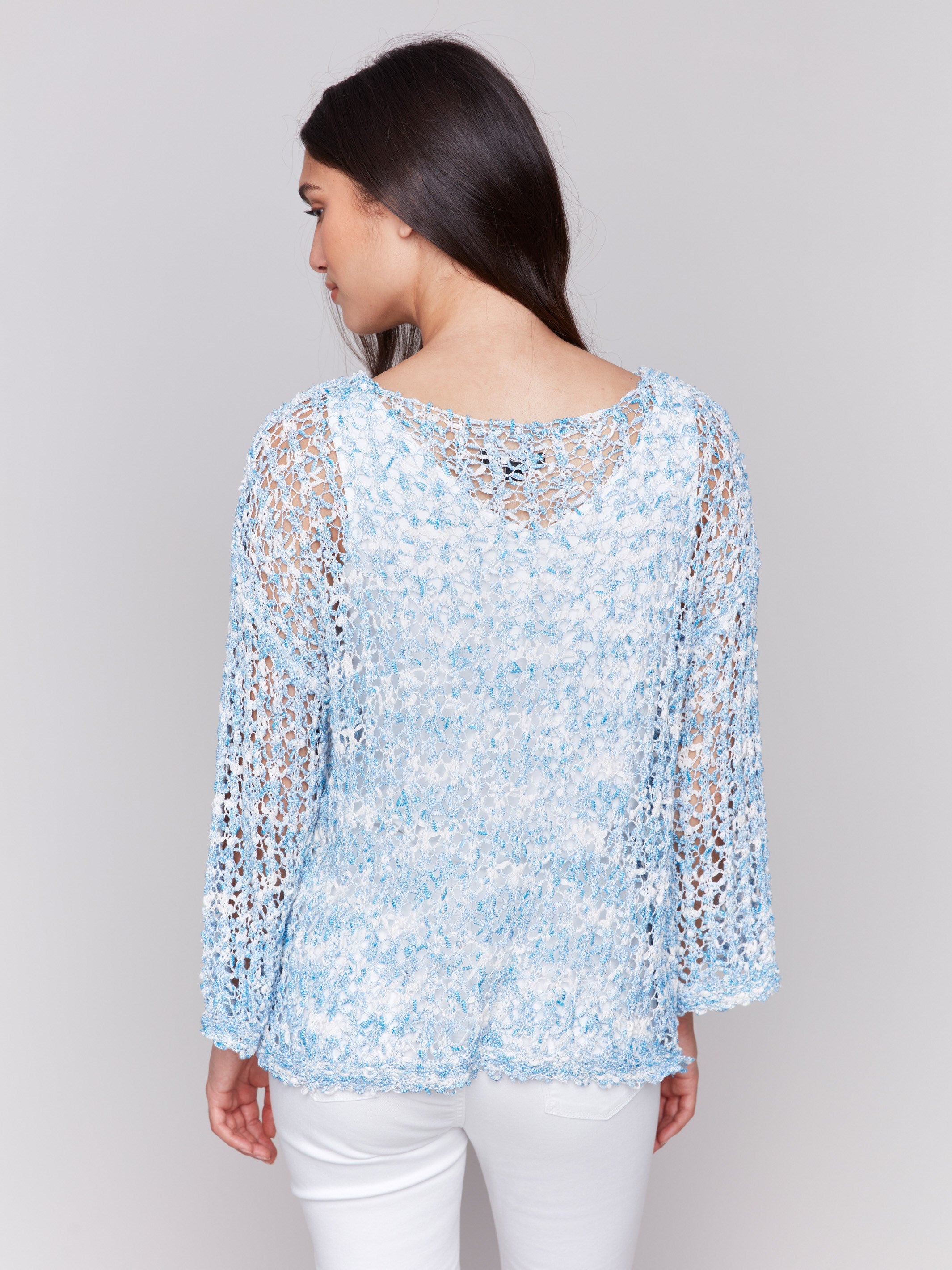 Relaxed fit bluebell sweater with intricate knit design by Charlie B.