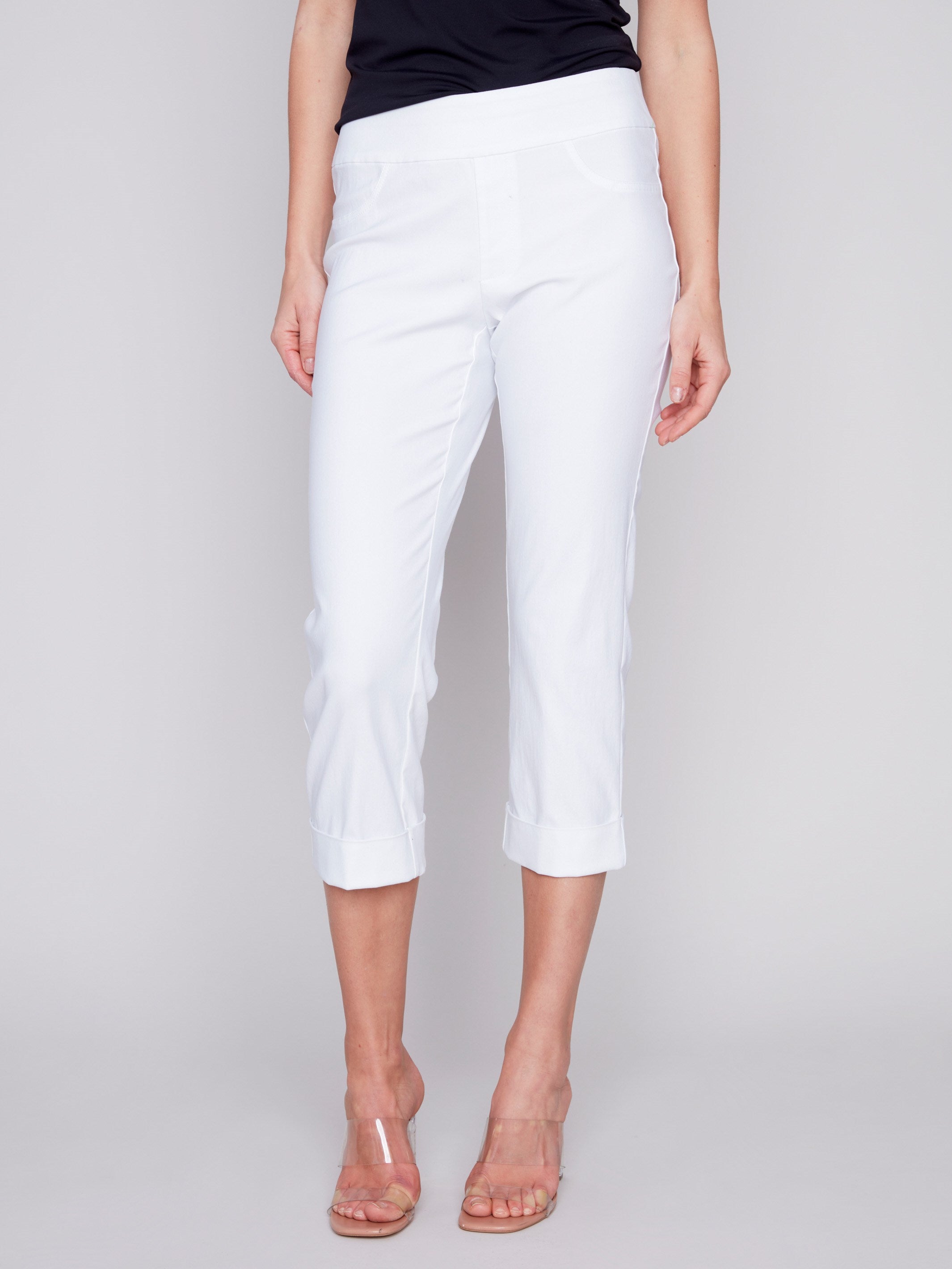 Women's Stretch Pull-On Capri Pants, White